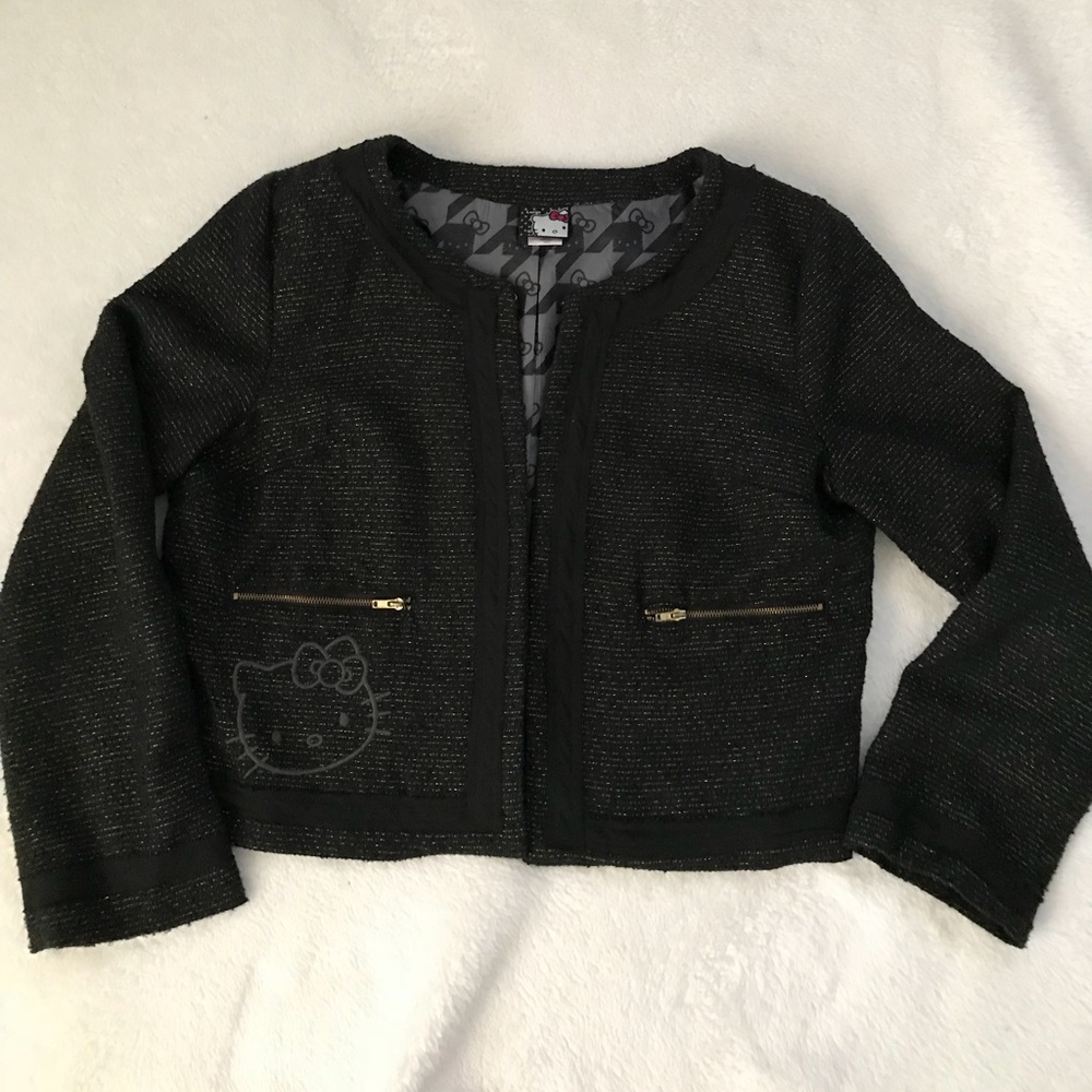 GUC Jr L Black Hello Kitty Jacket w/gold thread